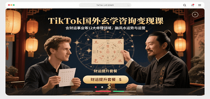 TikTok国外玄学咨询变现课，含财运事业等12大命理领域，融风水运势与运营-凌云网创