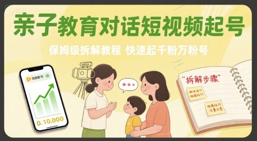 亲子教育对话短视频起号,保姆级拆解教程,快速起千粉万粉号-凌云网创
