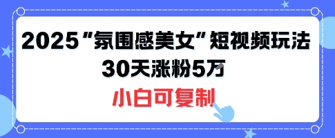 不露脸也能火!2025“氛围感美女”短视频玩法,30天涨粉5W小白可复制-凌云网创