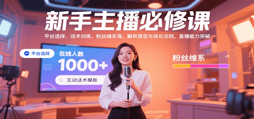 新手主播必修课：平台选择、话术训练、粉丝维系等，解析禁忌与成长法则，突破直播能力-凌云网创