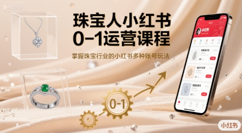 珠宝人小红书0-1运营课程，掌握珠宝行业的小红书多种账号玩法-凌云网创