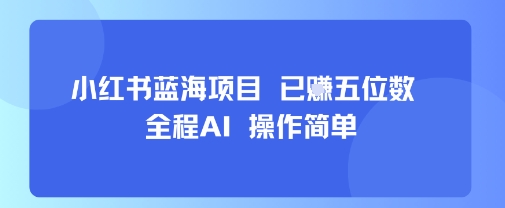小红书蓝海项目，全程AI，操作简单，已挣五位数-凌云网创
