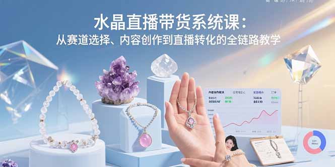 水晶直播带货系统课：从赛道选择、内容创作到直播转化的全链路教学-凌云网创