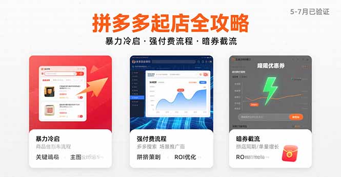 拼多多起店全攻略，暴力冷启，强付费流程，暗券截流，5-7月已验证的方法-凌云网创
