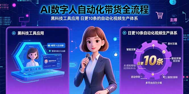 AI数字人自动化带货全流程：黑科技工具应用 日更10条的自动化视频生产体系-凌云网创