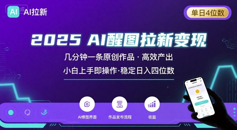 2025最强AI醒图拉新，几分钟一条原创作品，单日收入4位数，小白也能上手操作-凌云网创