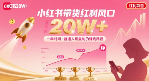 一年时间靠小红书带货项目年入20w+，最不能错的大红利项目-凌云网创