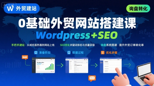 WordPress外贸建站+SEO优化课程，手把手教你从0到1搭建可获得询盘的外贸网站-凌云网创