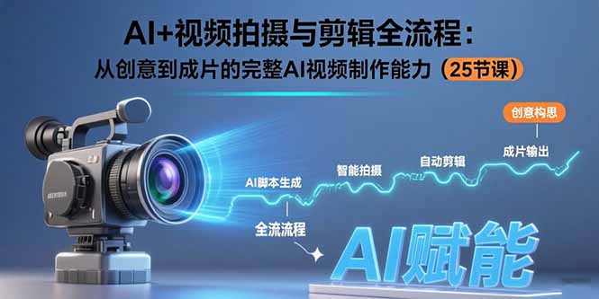 AI+视频拍摄与剪辑全流程：从创意到成片的完整AI视频制作能力(25节课-凌云网创