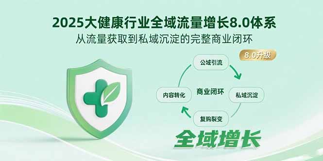 2025大健康行业全域流量增长8.0体系，从流量获取到私域沉淀的完整商业闭环-凌云网创