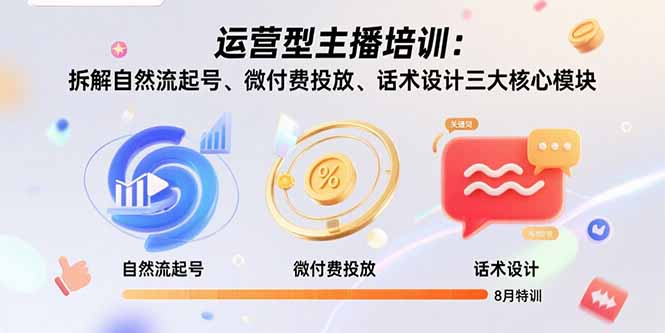 运营型主播培训：拆解自然流起号、微付费投放、话术设计三大核心模块-8月-凌云网创