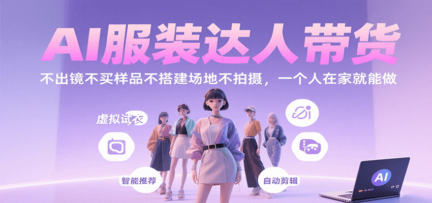 AI服装达人带货，不出镜不买样品不搭建场地不拍摄，一个人在家就能做-凌云网创